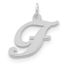 Sterling Silver Medium Fancy Script Initial F Charm hide-image