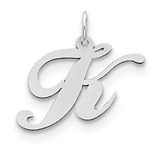 Sterling Silver Medium Fancy Script Initial K Charm hide-image