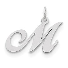 Sterling Silver Medium Fancy Script Initial M Charm hide-image