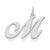 Medium Fancy Script Initial M Charm in Sterling Silver
