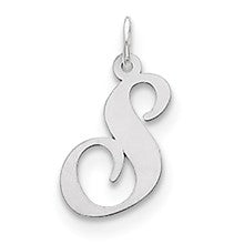 Sterling Silver Medium Fancy Script Initial S Charm hide-image