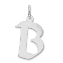 Sterling Silver Medium Artisan Block Initial B Charm hide-image