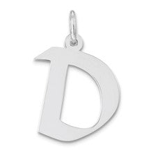 Sterling Silver Medium Artisan Block Initial D Charm hide-image