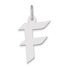 Sterling Silver Medium Artisan Block Initial F Charm hide-image