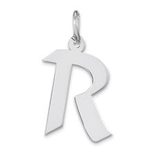 Sterling Silver Medium Artisan Block Initial R Charm hide-image