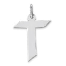 Sterling Silver Medium Artisan Block Initial T Charm hide-image