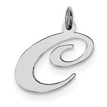 Sterling Silver Large Fancy Script Initial C Charm hide-image