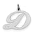 Large Fancy Script Initial D Charm in Sterling Silver