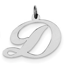 Sterling Silver Large Fancy Script Initial D Charm hide-image