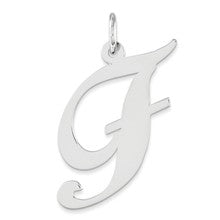 Sterling Silver Large Fancy Script Initial F Charm hide-image