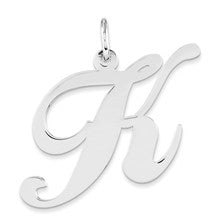 Sterling Silver Large Fancy Script Initial K Charm hide-image