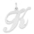 Large Fancy Script Initial K Charm in Sterling Silver