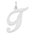 Large Fancy Script Initial T Charm in Sterling Silver