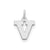 Small Block Initial V Charm in Sterling Silver