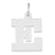 Medium Block Initial E Charm in Sterling Silver