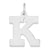 Medium Block Initial K Charm in Sterling Silver
