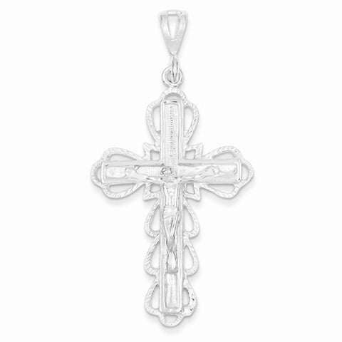 Sterling Silver Diamond-Cut Crucifix pendant, Pendants for Necklace
