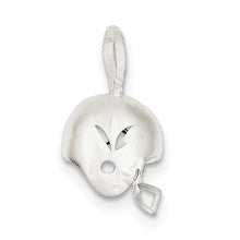 Sterling Silver Satin Diamond Cut Football Helmet Charm hide-image