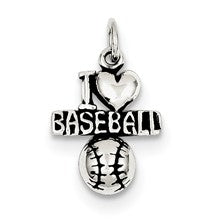 Sterling Silver Antique I (heart) Baseball Charm hide-image