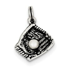 Sterling Silver Baseball Glove w/Syn. Pearl Charm hide-image