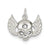 CZ Skull with Wings Charm in Sterling Silver