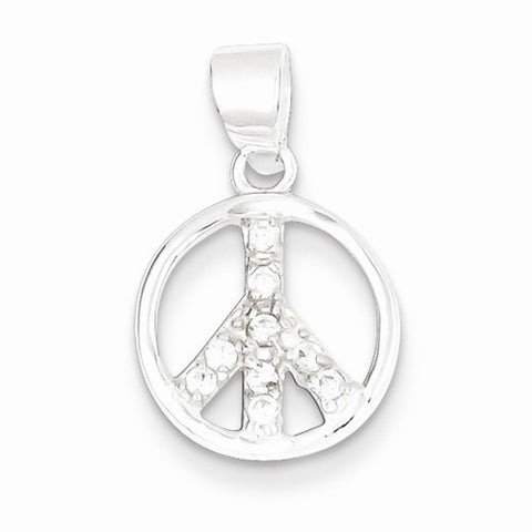 Sterling Silver CZ Peace Sign pendant, Classy Pendants for Necklace