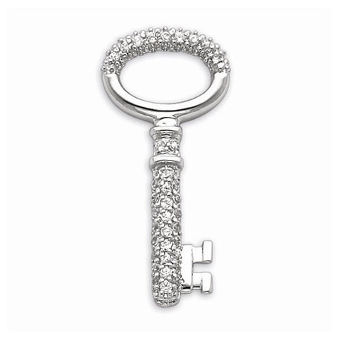 Sterling Silver CZ Key Pendant, Alluring Pendants for Necklace