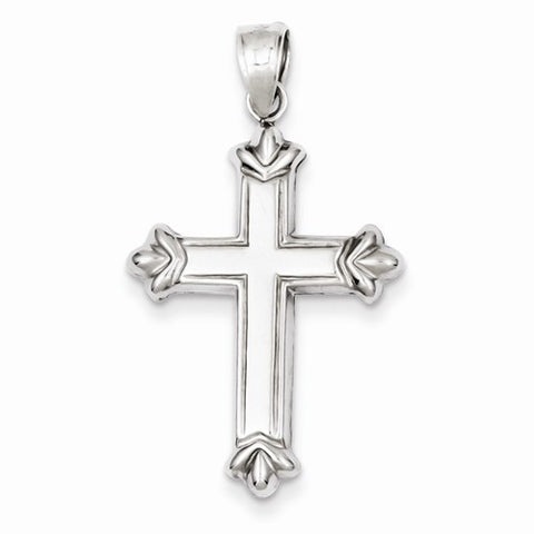 Sterling Silver Rhodium-Plated Fleure-lis Cross pendant, Fine Pendants for Necklace