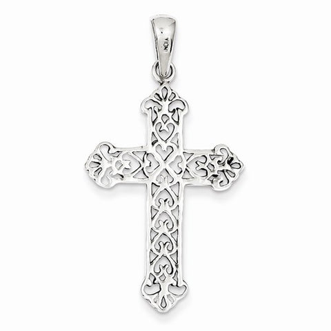 Sterling Silver Antiqued Fleur de lis Cross Pendant, Pendants for Necklace