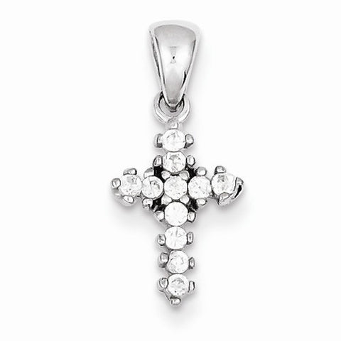 Sterling Silver CZ Cross Pendant, Lovely Pendants for Necklace