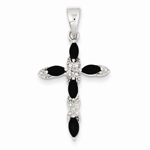Sterling Silver Sapphire & Diamond Cross Pendant, Pendants for Necklace
