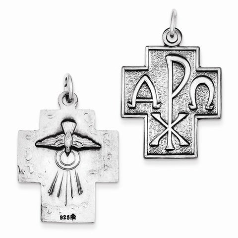 Sterling Silver Antiqued Alpha Omega Cross Pendant, Pendants for Necklace