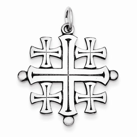 Sterling Silver Antiqued Jerusalem Cross Pendant, Pendants for Necklace