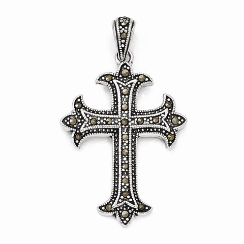 Sterling Silver Marcasite Cross pendant, Charm