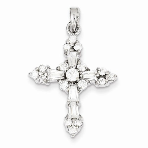 Sterling Silver CZ Cross Pendant, Exquisite Pendants for Necklace