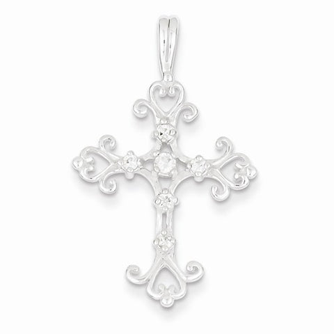 Sterling Silver CZ Cross Pendant, Fine Pendants for Necklace