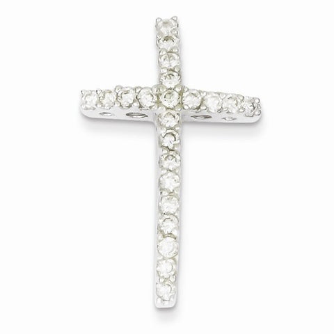 Sterling Silver CZ Cross Slide Pendant, Pendants for Necklace