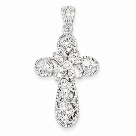 Sterling Silver CZ Cross Pendant, Gorgeous Pendants for Necklace