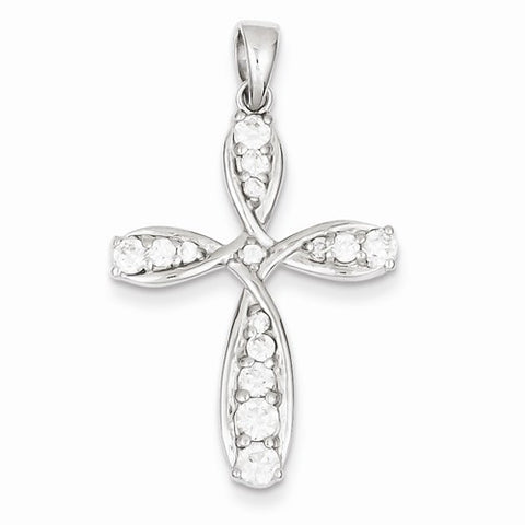 Sterling Silver CZ Cross Pendant, Classy Pendants for Necklace
