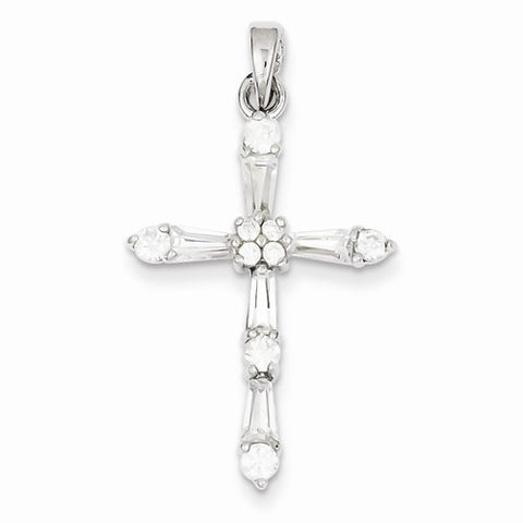 Sterling Silver CZ Cross Pendant, Alluring Pendants for Necklace