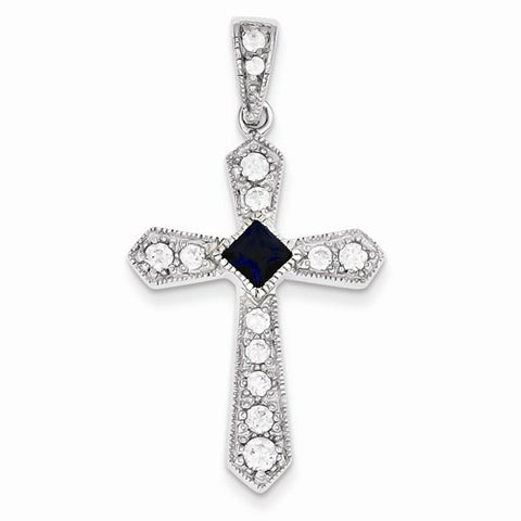 Sterling Silver CZ Passion Cross pendant, Charm