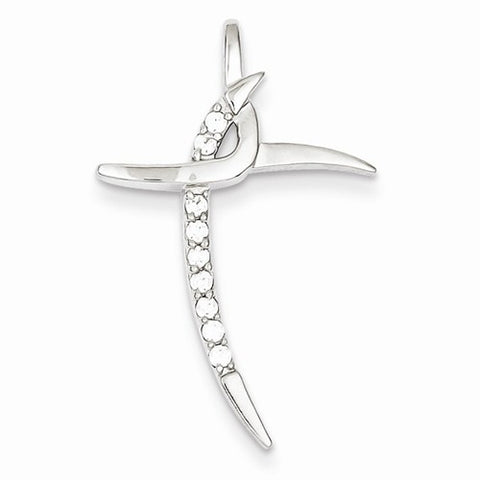 Sterling Silver CZ Cross Pendant, Fine Pendants for Necklace