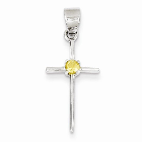 Sterling Silver Citrine Cross Pendant, Pendants for Necklace
