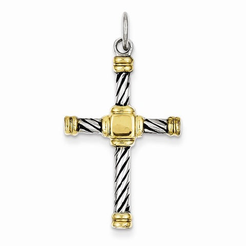 Sterling Silver Antiqued & 18k Gold - Plated Cross Pendant, Pendants for Necklace