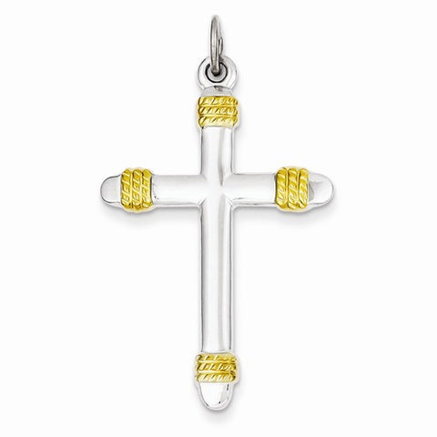 Sterling Silver & 18k Gold-Plated Rope Cross pendant, Dazzling Pendants for Necklace