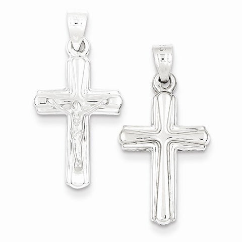 Sterling Silver Rhodium-Plated Hollow Crucifix Pendant, Pendants for Necklace