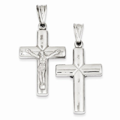 Sterling Silver Rhodium-Plated Hollow Latin Crucifix pendant, Gorgeous Pendants for Necklace