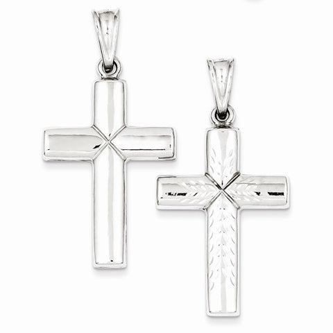 Sterling Silver Rhodium-Plated Diamond -Cut Cross Pendant, Pendants for Necklace