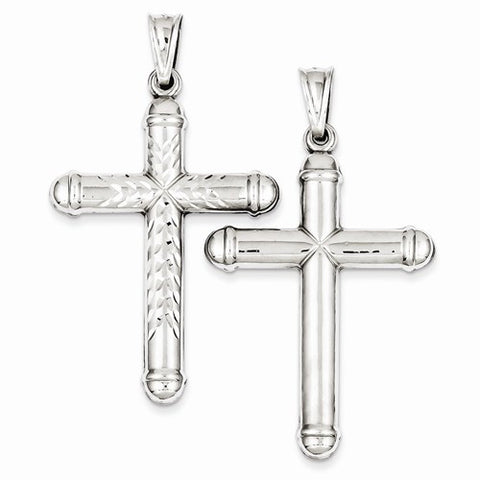 Sterling Silver Rhodium-Plated Diamond -Cut Reversible Cross pendant, Stylish Pendants for Necklace