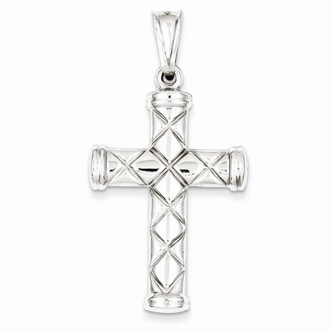 Sterling Silver Rhodium-Plated Hollow Latin Cross pendant, Adorable Pendants for Necklace